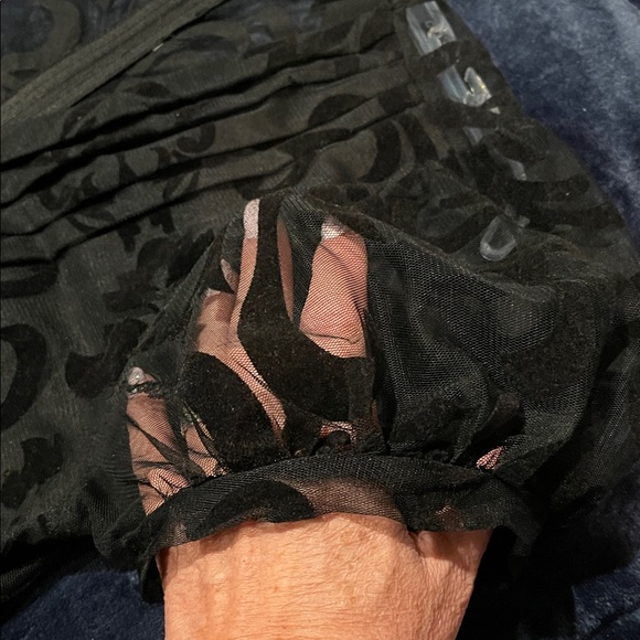 Windsor Black Sheer Short Puff Sleeve Dress 12 Very Long - Picture 9 of 12